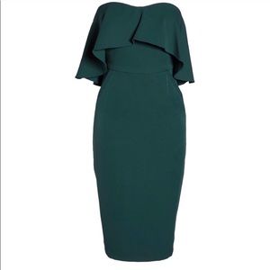 Hunter Green Ruffle Strapless Dress